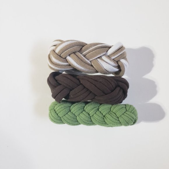 Upcycled Woven Tshirt Jersey Fabric String CELTIC Braided Cuffs Bracelet - Picture 1 of 6